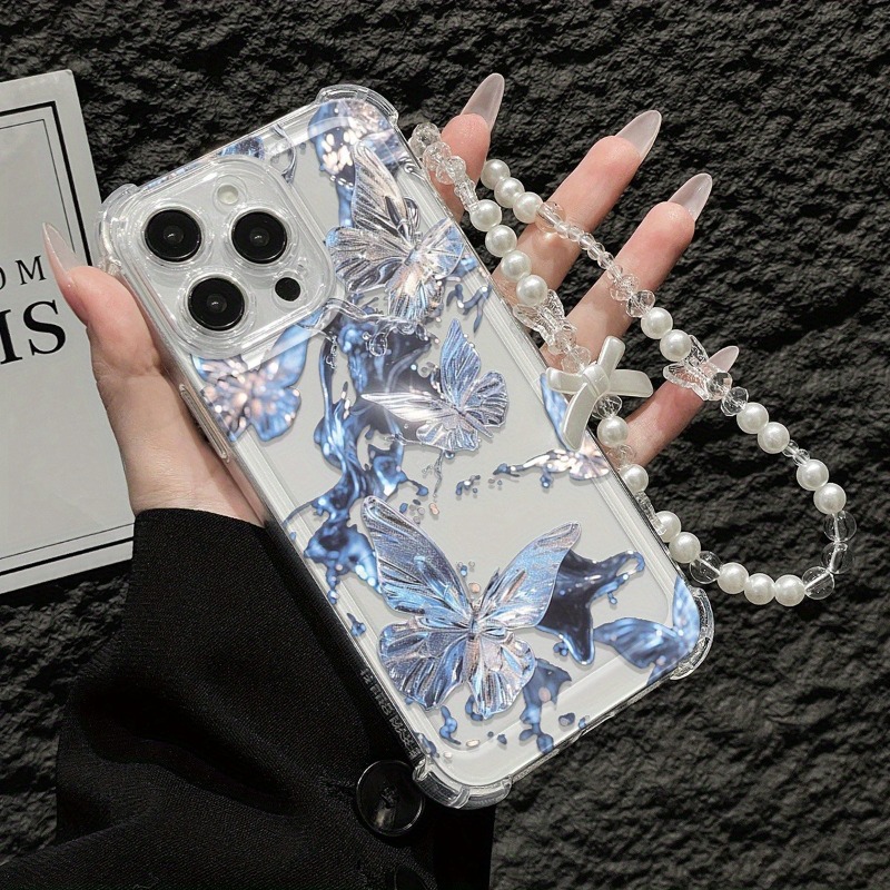 Phone Cases Best - Coque de téléphone transparente papillon bleu,