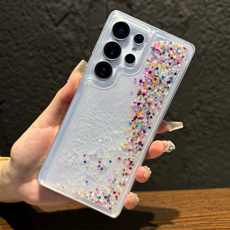 Silicone Liquid Case - Coque à paillettes mouvantes et étoiles