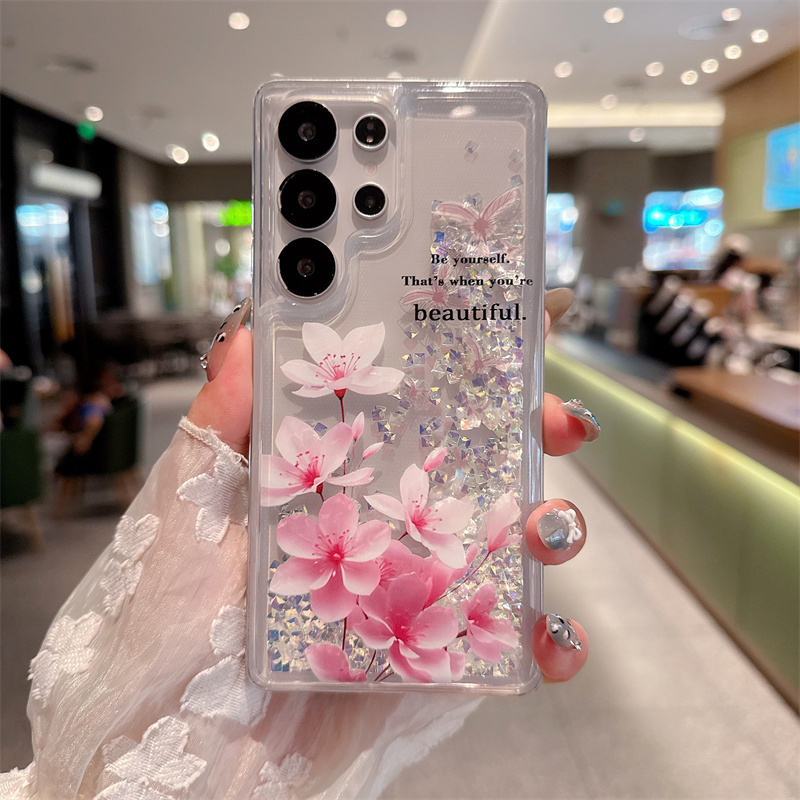 Silicone Liquid Case - Coque à paillettes et strass à